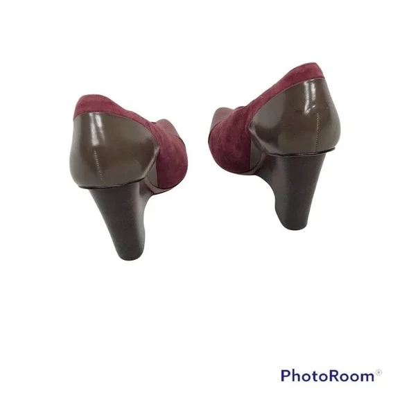 10 Crosby Derek Lam red suede and leather boots wedges size 6 - Picture 3 of 8